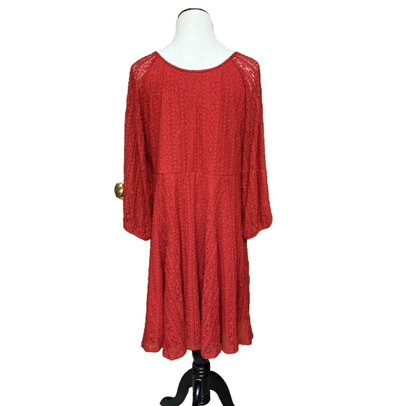 Torrid Plus Size 2 - 2X (18-20)  Mini Lace Fit Flare Dress Red 3/4 Sleeves NWT - Picture 4 of 16